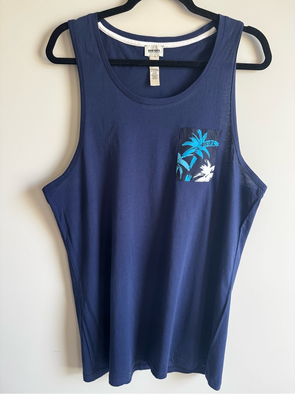 Diesel Navy Blue Tank with Teal Palm Pocket
